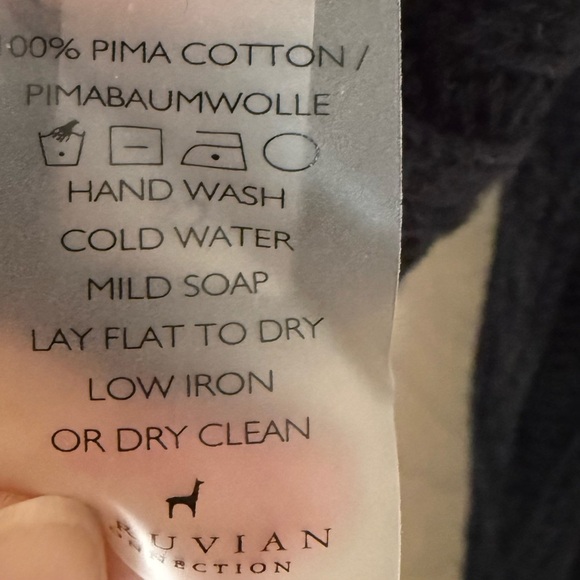 Peruvian Connection Rowe Ribbed Pullover Black Pima Cotton Sweater XS - Picture 4 of 8